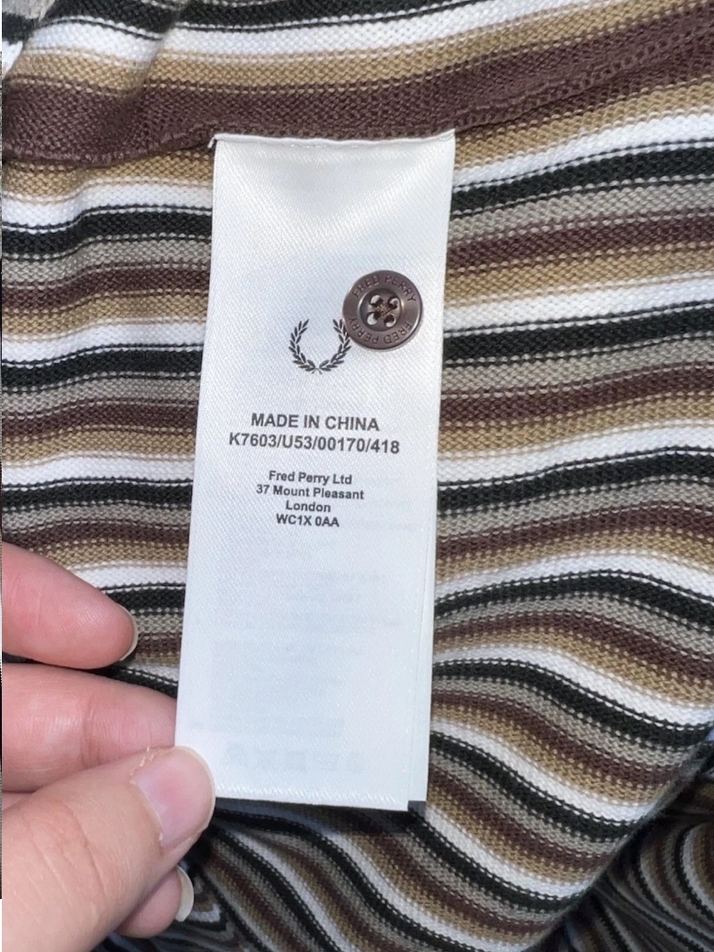 Fred Perry Fine Stripe Knitted Polo Shirt Long Sleeve 2XL Carrington Brick NWT - Picture 13 of 13